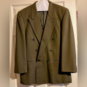 Jones New York Men's Olive Double-Breasted Wool Suit